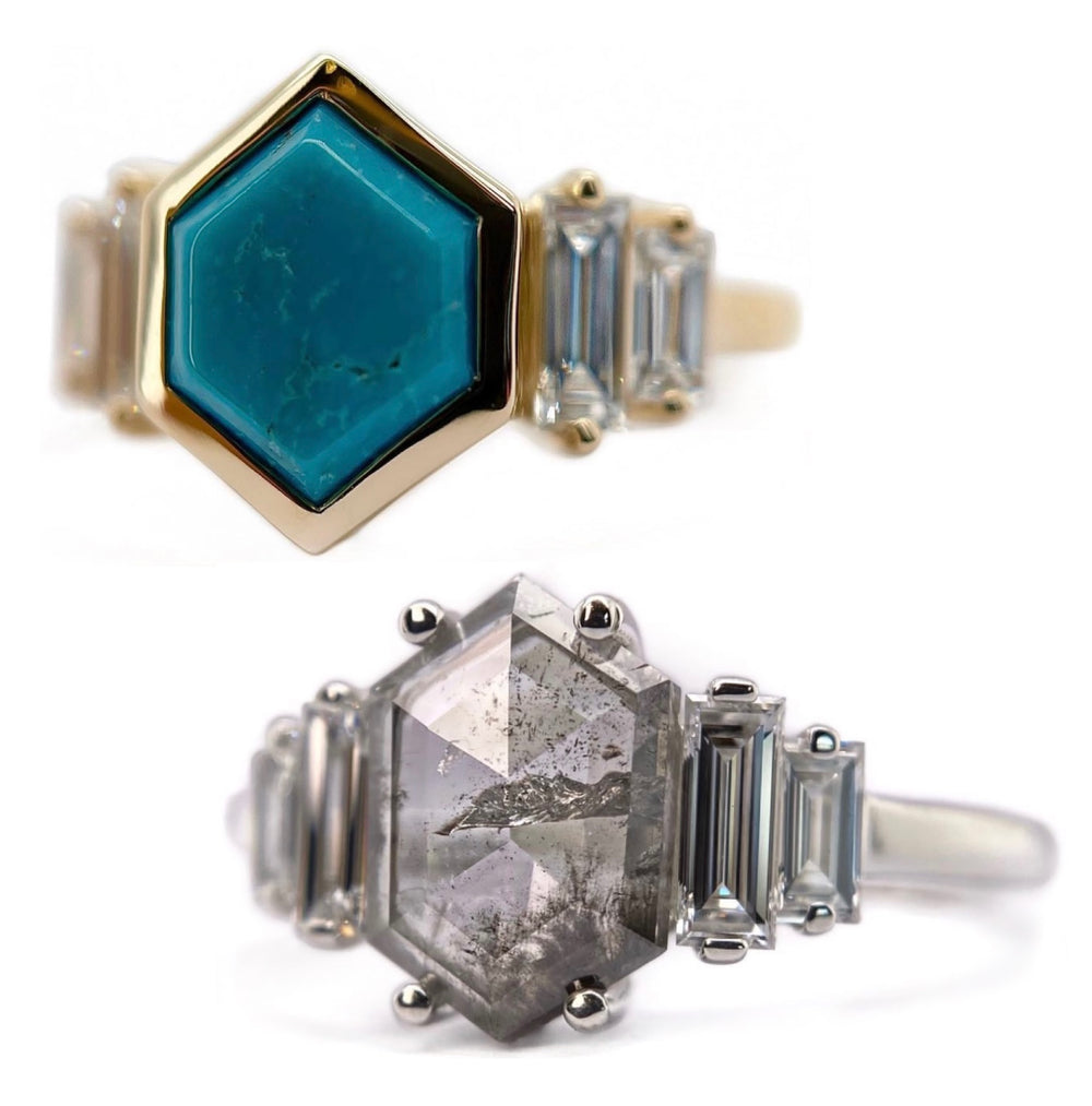 Baguette Edge Hexagon Ring - Create Your Own