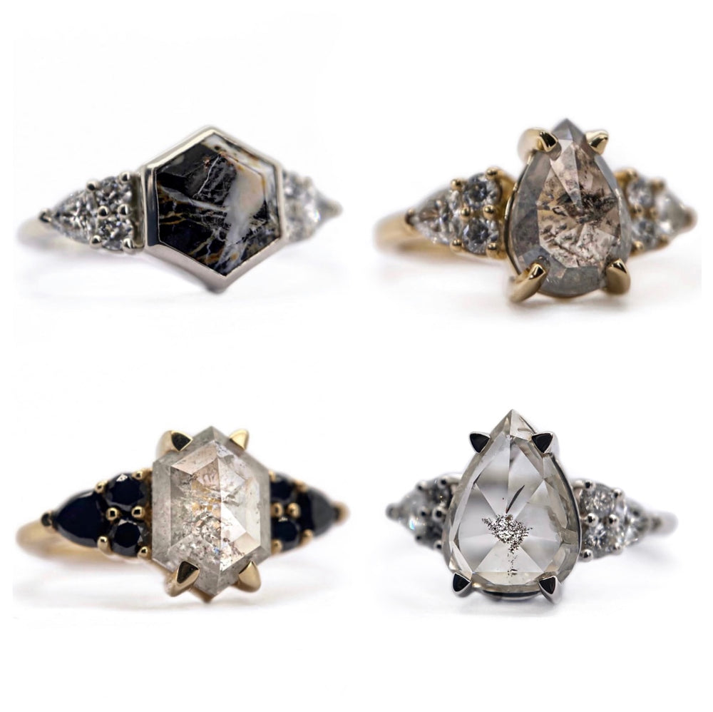 Cluster Edge Hexagon Or Pear Ring - Create Your Own