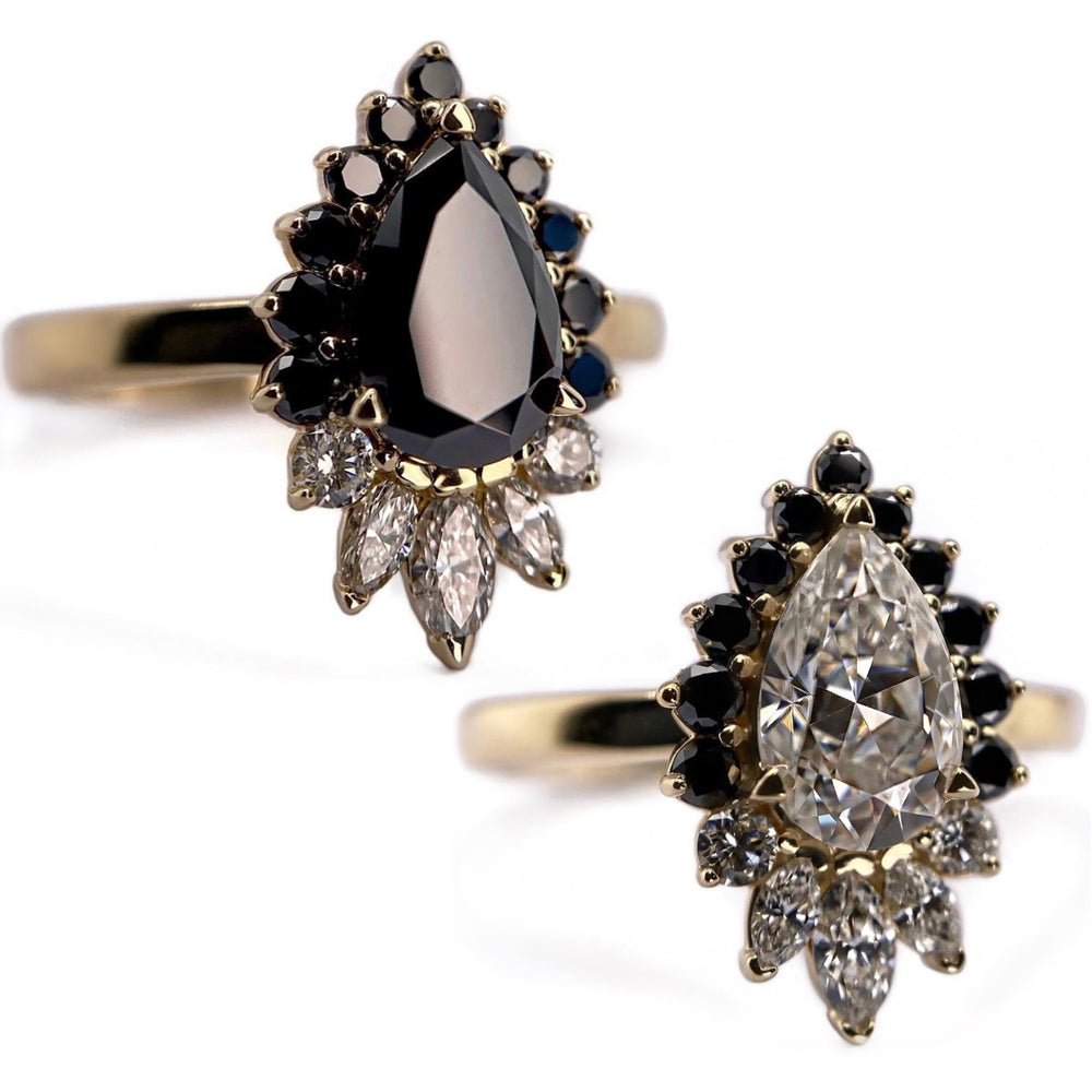 Pear Moissanite + Marquise Halo Ring - Create Your Own