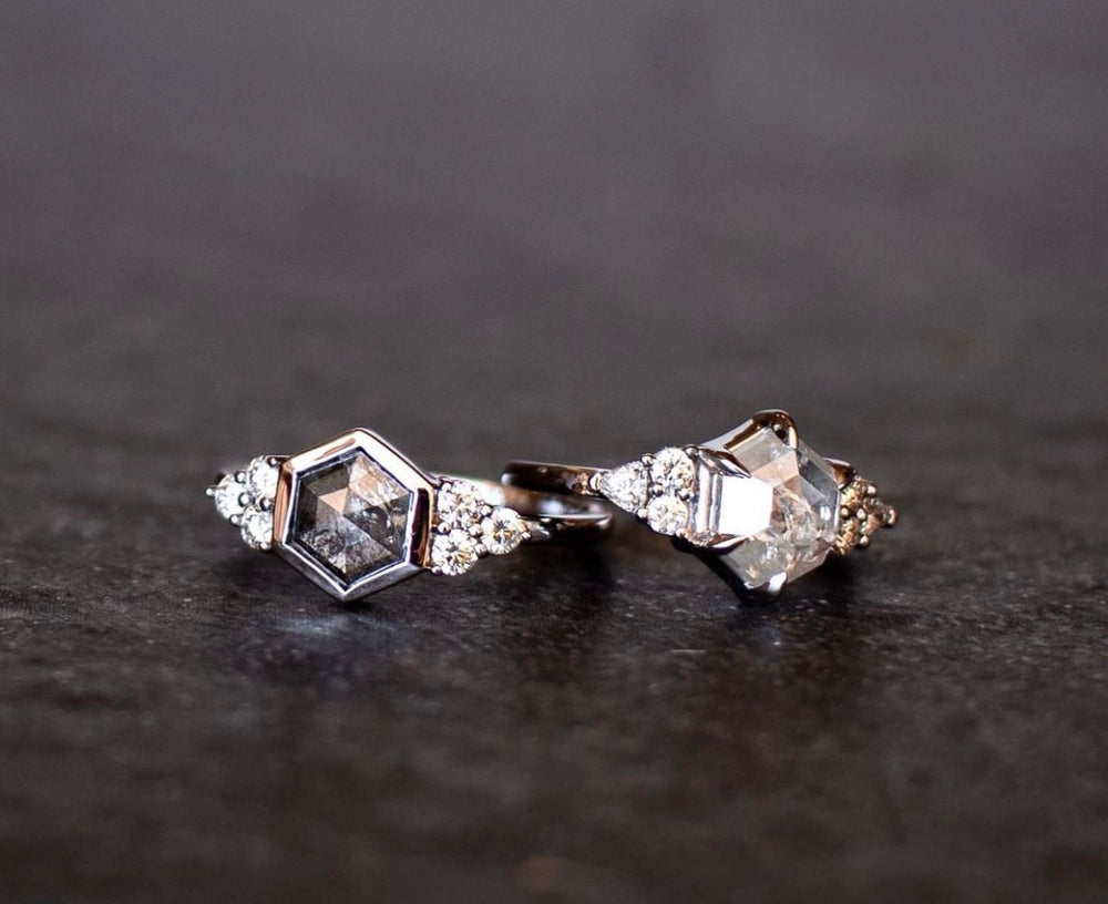 Cluster Edge Hexagon Or Pear Ring - Create Your Own
